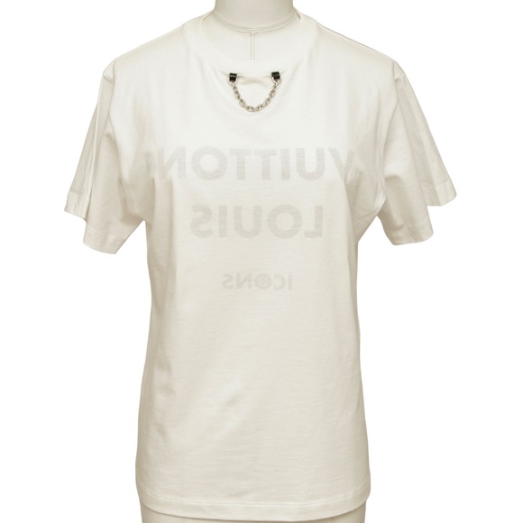Louis Vuitton White T-Shirt Print Chain Short Sleeve Sz S - Picture 1 of 7